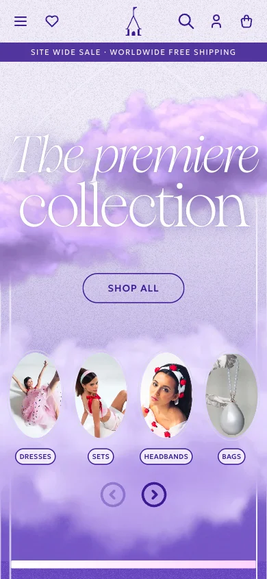 Homepage on mobile