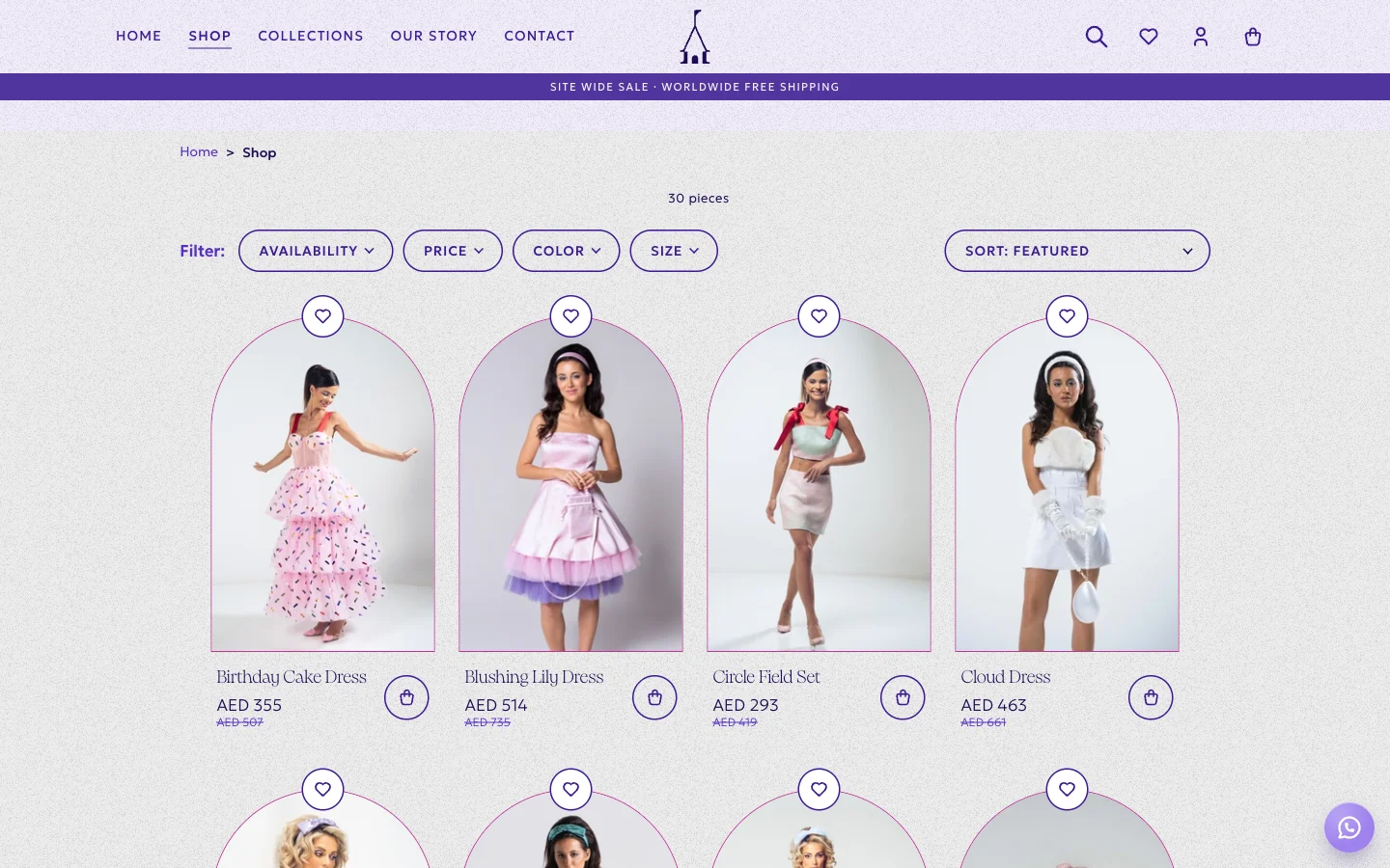 Shop page