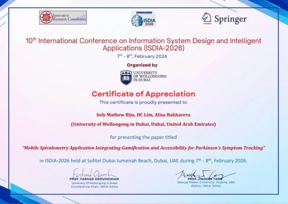 ISDIA 2026 certificate of appreciation